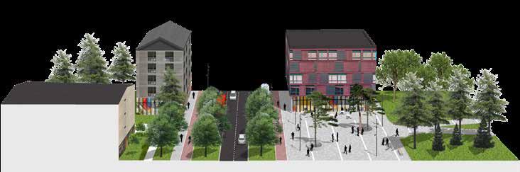 Eskilsvägen före stadsomvandling - odefinierat gaturum och ineffektivt