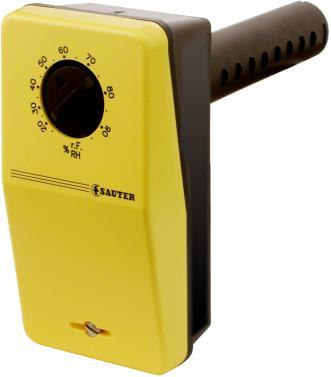 Fukt: hygrostater C.1 Rumshygrostat. För styrning av relativ luftfuktighet i rum via befuktare eller avfuktare. Börvärdesratt Xs för övre kopplingspunkten.