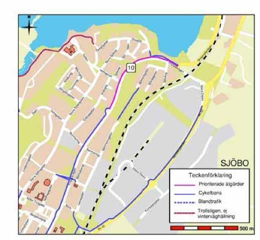 Åtgärdsförslag 10 Cykelvägen utmed Fristadsvägen förlängs norrut från bussvändplatsen fram till Skogsrydsvägen.