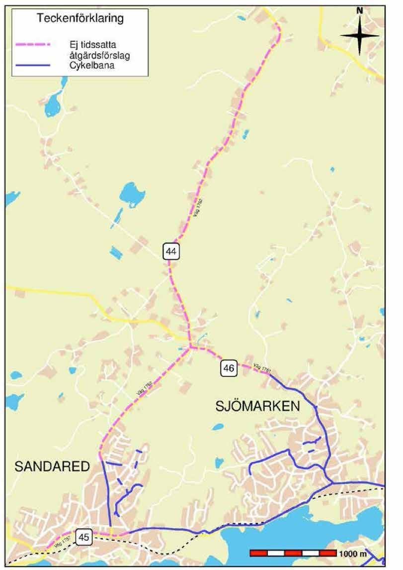Sandared och Sjömarken Kartan visar Sandared och
