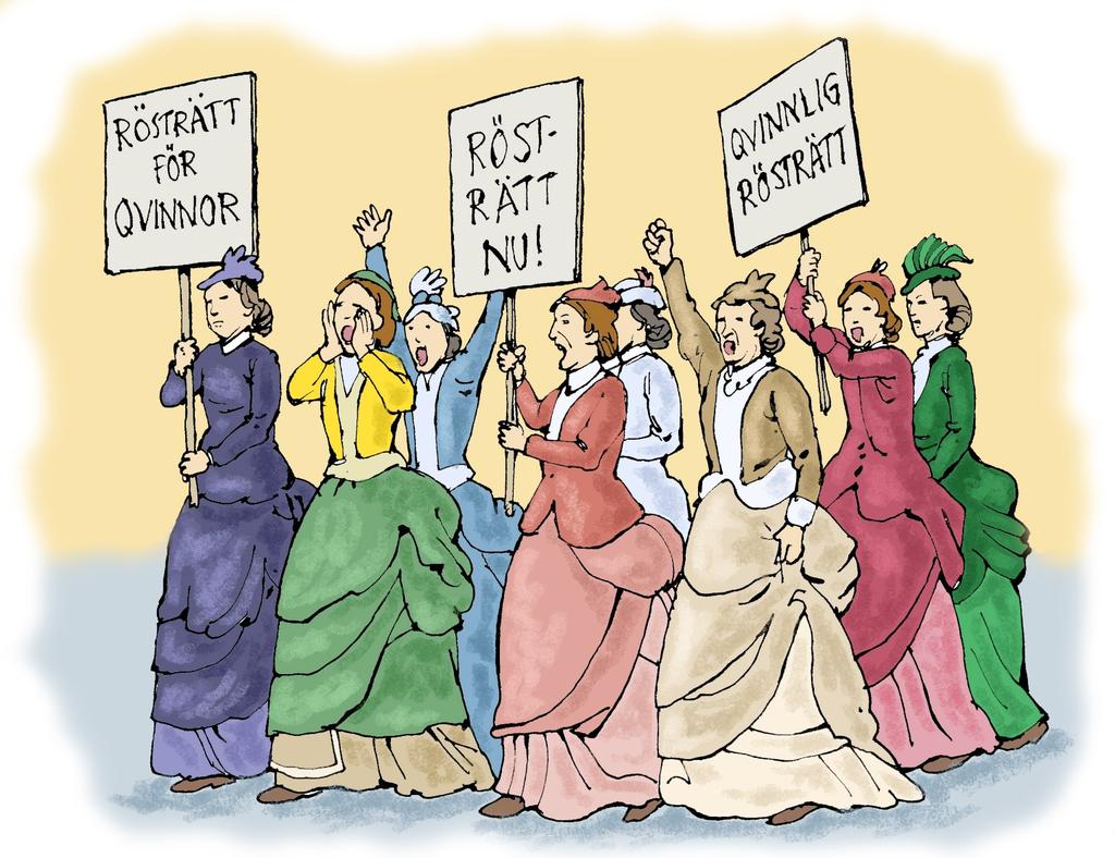 ENKEL Historia 7-9 ~ del 2 3 Kvinnorörelsen Fortfarande under 1800-talet hade kvinnorna nästan inga rättigheter. Därför bildades kvinnorörelsen.