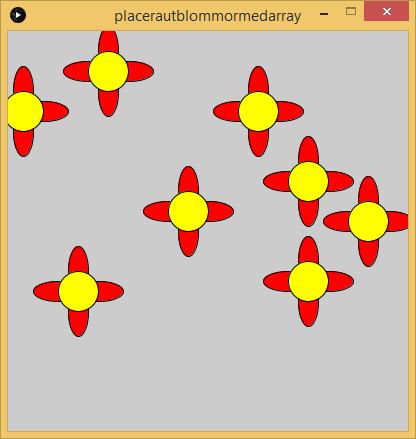 Blandade repetitionsuppgifter Placera ut dina fina blommor med hjälp av arrayer Skapa en array för x-värdena och en array för y-värdena och stoppa in de först i exemplet nedan.