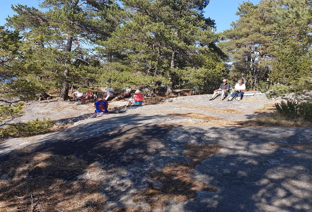 Karin och Dan på Sadik 8 juli Arkholmen Ringsö Av en händelse är jag uppe kl. 07,00. Jösses! Där sitter Inger och Kjell och dricker kaffe i sittbrunnen på sin båt. De lättar kl. 07,45.