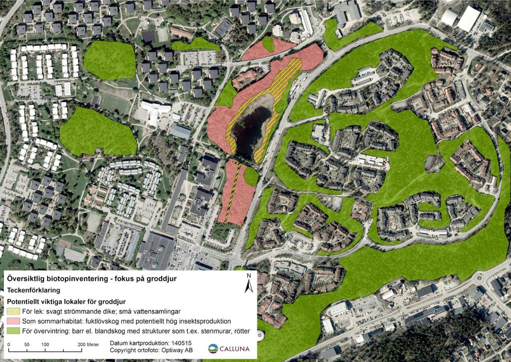 Bilaga 1. Kartor för groddjursutredning i Sarvträsk, Orminge. 2014-05-16. Karta 2.