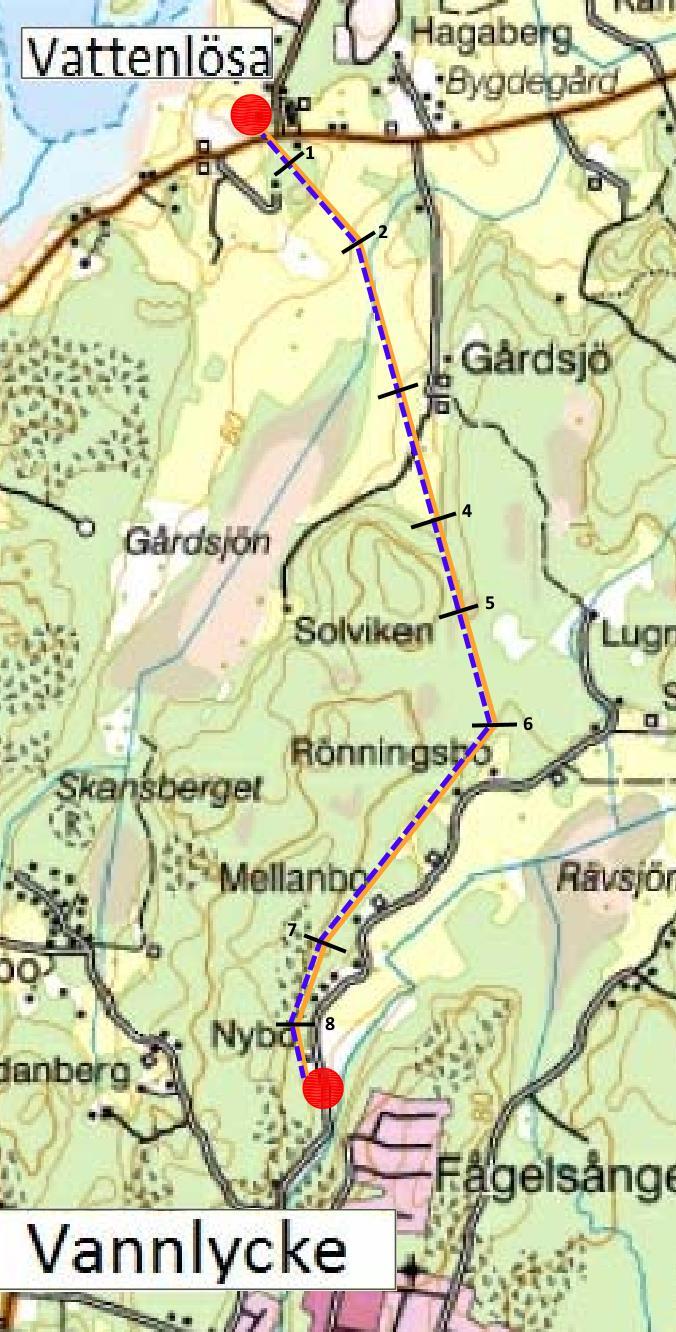 Planritning, Profilritning och Beskrivning av Kartans Väg Vi lägger en spillvattenledning från Vattenlösa ner till det befintliga ledningsnätet i Vannlycke.