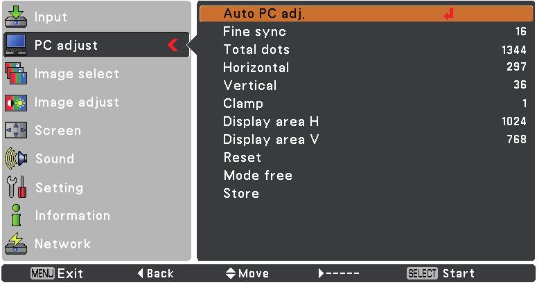 Computereingang Manuelle PC- Es gibt jedoch einige Computer, die spezielle Signalformate verwenden, die sich mit dem Multi-Scan-System des Projektors nicht erfassen lassen.