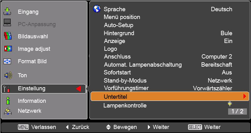 Untertitel Untertitel ist eine Funktion, bei der die Gespräche und der eines Fernsehprogramms als Text auf dem Bildschirm angezeigt werden.