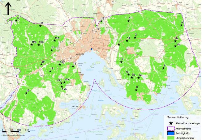 Lokaliseringsutredning för nytt avloppsreningsverk Inledande GIS-analys har genomförts.