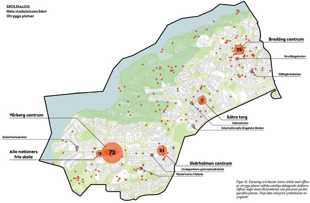 Lokalt förankrad process Vårbergs centrum är den plats som flest undviker och flest upplever som otrygg eller obehaglig.