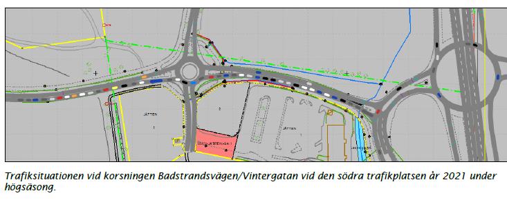 fordon. I trafikmängderna ingår även annan trafik med målpunkter i Varamon. Varamovägen, i sträckningen mellan semestercentret och Folketspark-området, planeras att få förbud mot genomfartstrafik.