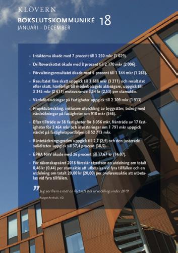 Driftöverskottet ökade med 5 % till 733 mkr (701). Förvaltningsresultatet ökade med 4 % till 380 mkr (364).