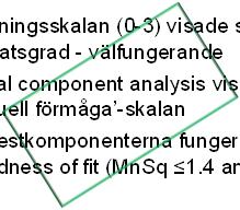 Bedömningsskalan (-3) visade stegvis ökande svårighatsgrad - välfungerande Principal component analysis visade endimensionalitet för Bimanuell förmåga -skalan 95% testkomponenterna fungerade enligt