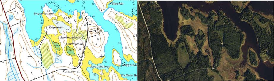 3.7 Nämnvärda naturtyper i delavrinningsområden för själva fjärden Våtmarken vid Engranen (dike 1) Våtmarken vid Engranen har nu vuxit igen. Endast i den östra delen finns en liten öppen vattenyta.