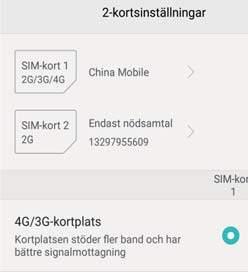 Första användning och konfiguration Aktivera eller inaktivera ett SIM-kort Välj 4G/3G SIM Välj