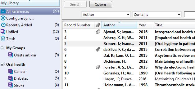 Man kan ställa in vilka 10 fält som visas i fönstret under Edit / Preferences avsnitt Display Fields.