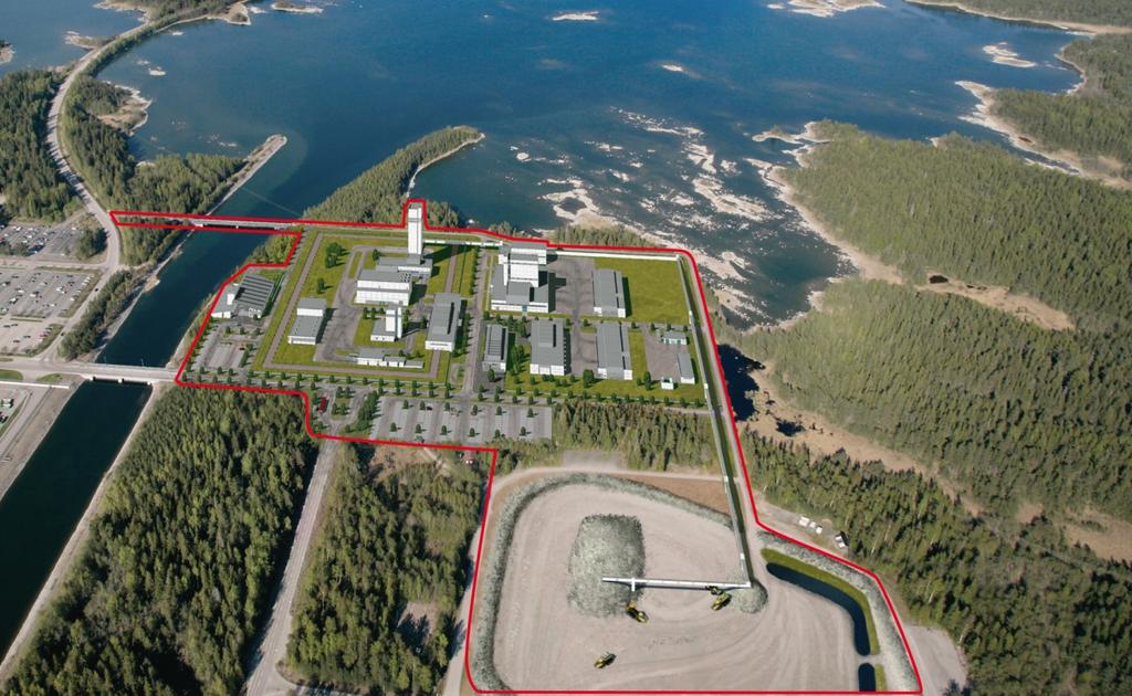 Öppen 1.0 Godkänt 13 (16) Figur S-7. Slutförvarsanläggningens placering vid Söderviken i Forsmark (fotomontage).
