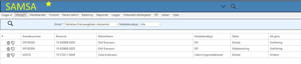 Notiser rörande SIP i Inkorgen SIP kan (ännu) inte öppnas direkt från Inkorgen.