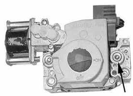 CAUTION: DO NOT bottom out the gas valve regulator adjusting screw. This can result in unregulated manifold pressure causing excess overfire and heat exchanger failure.