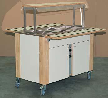 Oliven buffevagn Bilden visar buffevagn WI 2321. OLIVEN Buffésytem med många möjligheter. Modulen har hörnprofiler i massivträ med fyllningar i laminat.