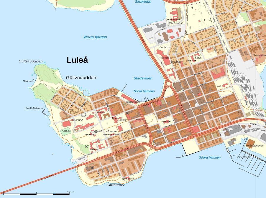 (D) är över centrala delar av Luleå där prover togs från