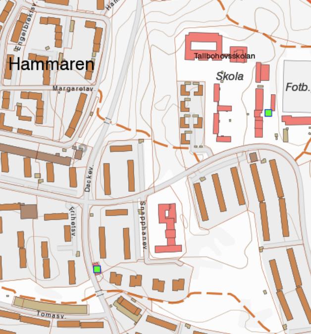 4 Grundvatten SGU:s karta över brunnar visar att det finns två i området, se figur 3.