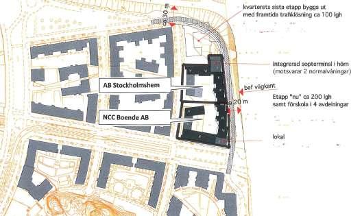 bekostnad. Bolaget har i tidigare exploateringar svarat för utbyggnad av gemensamma sopsuglösningar på liknande sätt, bl. a i Norra Hammarbyhamnen och tidigare inom Södra Stationsområdet.