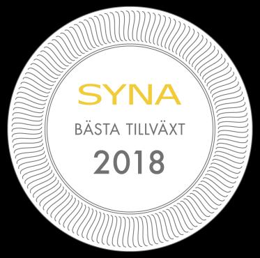 Kreditupplysningsföretaget SYNA delar sedan 2007 ut priset bästa tillväxt Tre värden mäts: Andelen företag som har en omsättningsökning över fem procent mellan de två senaste årsredovisningarna.