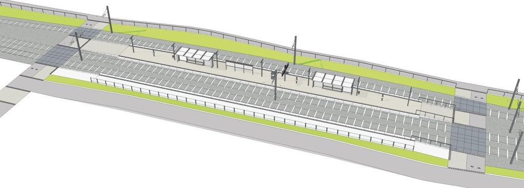 Sida 26 (45) Illustration vy över föreslagen ombyggnad hållplats Norra Ulvsunda Sektion med bro över Ulvsundavägen öster om Bromma Blocks.
