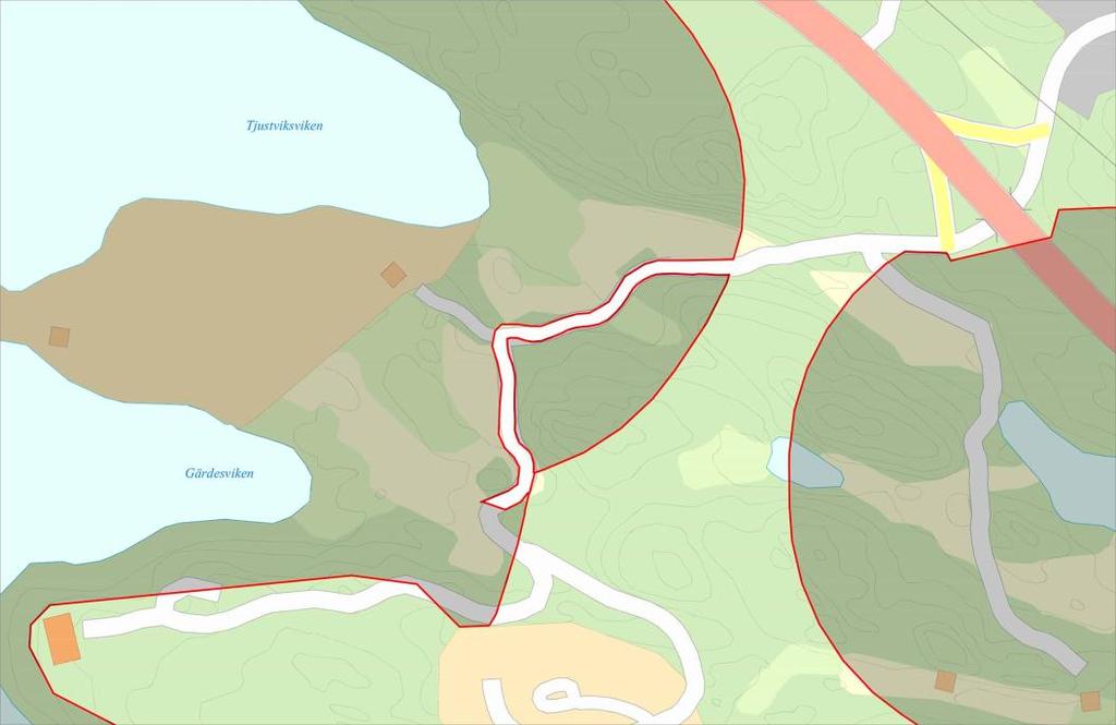 Karta 9: Redovisar nuvarande strandskyddsområde med skraffering och röda linjer. 1 2 3 2 Karta 10: Redovisar områden som avses upphävas i och med denna detaljplans antagande.