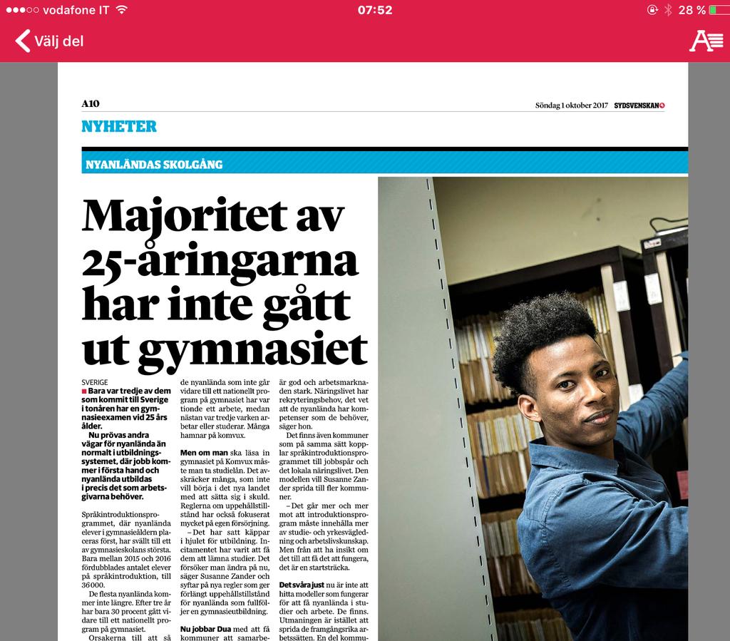Elever som kommer till Sverige