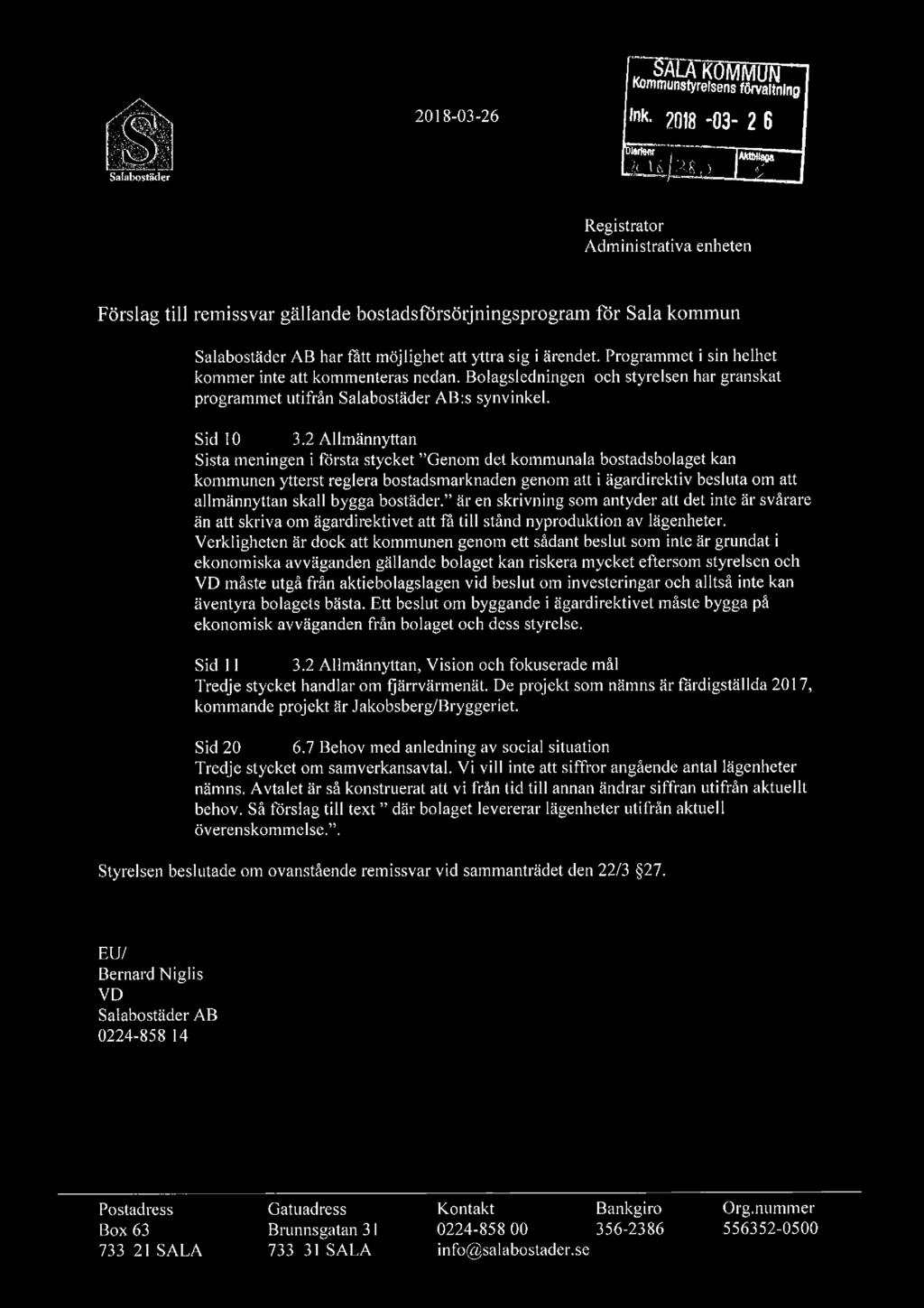 K M Kommunstyrelsens förvlriltnlng 2018-03-26 ll'lk.