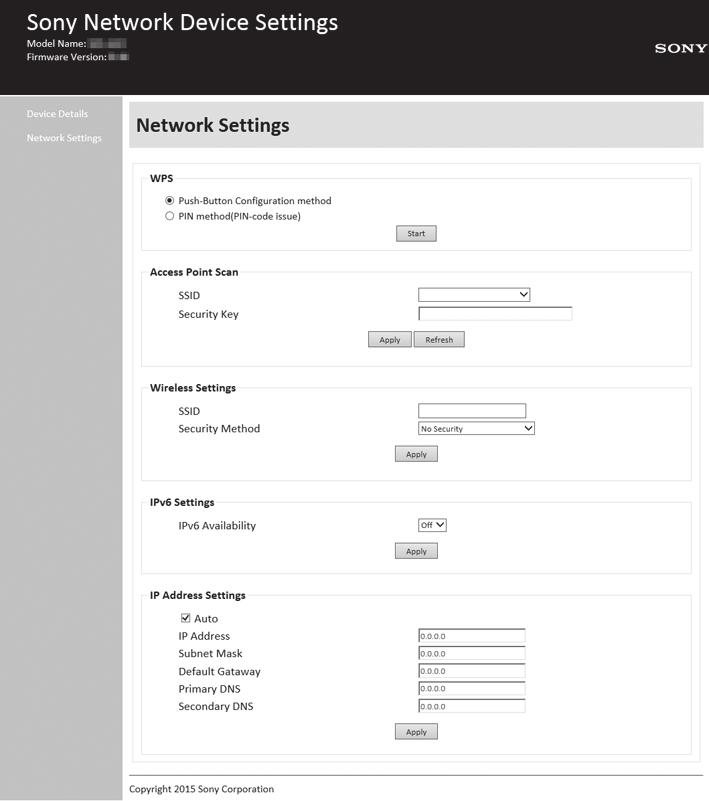 Webbadressen ovan ska bara användas när datorn och anläggningen är anslutna via nätverkskabel. 5 Välj [Network Settings] i menyn. 3 Slå på anläggningen genom att trycka på.