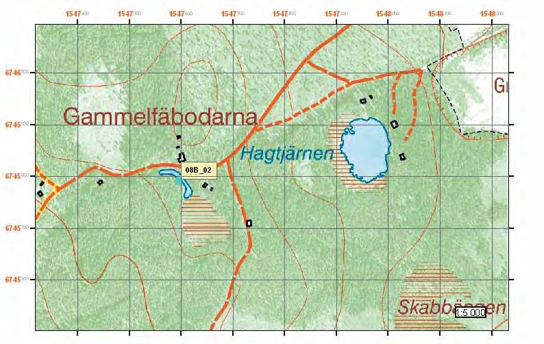 Ockelbo kommun Lokal 08B_02 Observationer Sju larver observerades den 30 juli. Omgivningsbeskrivning Skogslandskap i sommarstugeområde. Talldominerad barrskog med lövinslag, belägen på sandig mark.