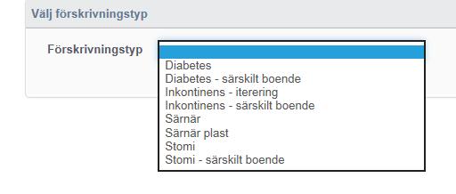 Har du bara behörighet till en förskrivningstyp visas inte denna bild.