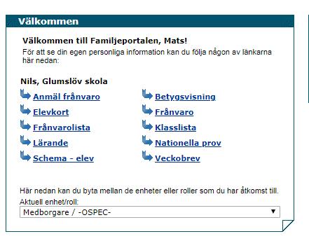 Skola När du loggat in ser denna information. Har du flera barn måste du först välja vilket barn du vill få information om.