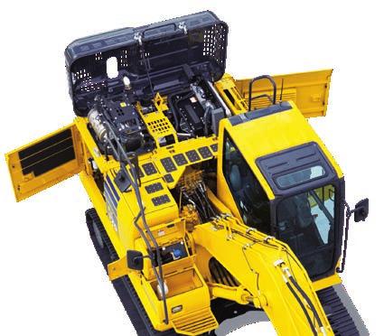 Beroende på maskinens motor, erbjuder även täckning av Komatsu dieselpartikelfilter (KDPF) eller Komatsu