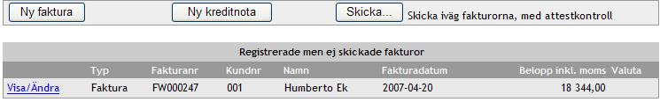 Referenser I fältet Vår referens kommer automatiskt namnet på den person som är inloggad att matas in som Vår referens. Om du har en referens hos kunden kan du mata in denna i fältet Er referens.