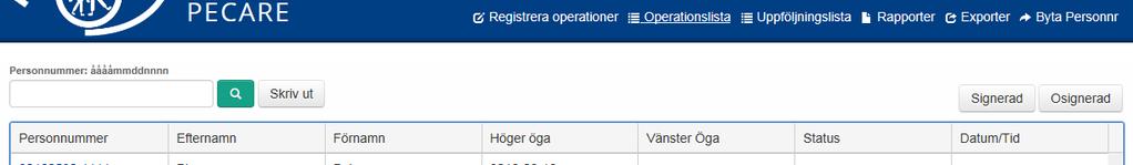 All registrering och uttag av rapporter görs när man är inloggad. Registret är kopplat till svenska folkbokföringsregistret (Navet) för automatisk kontroll av personnummer och namn.