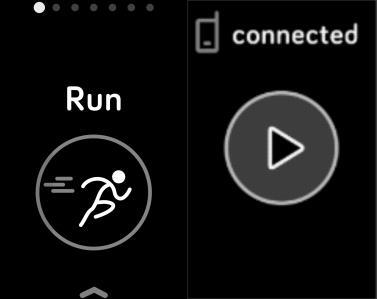 5. Tryck på play-ikonen för att börja registrera din träning. Charge 3 visar statistik i realtid, såsom puls, kaloriförbränning och förfluten tid.