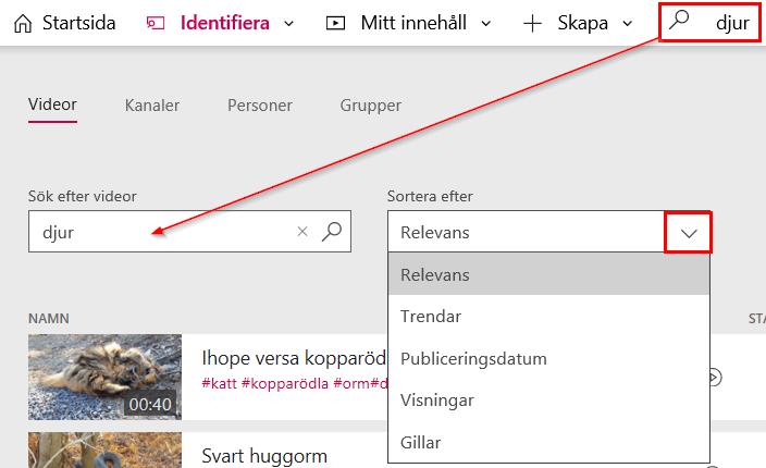 Här kan du välja var videon ska börja. Här kan du också välja att Kopiera den länk som genererats eller dela till Yammer. Läs mer om Dela i separat avsnitt. 18. Klicka på Stäng när du är klar.