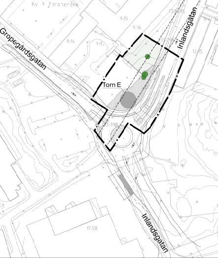 Placering av torn E (illustration till detaljplan, samrådshandling) Vid Västra Ramberget ska detaljplanen bidra till en hållbar struktur och utveckling kopplad till Volvo AB:s planerade expansion