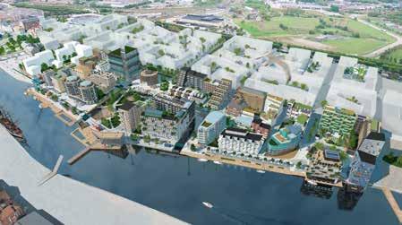 000 nya bostäder stå klara och befintlig hamnverksamhet flyttas till Pampushamnen.