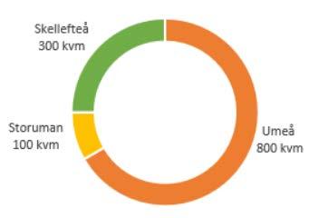 Energiförbrukning Vi har idag en total golvyta på 1200 kvadratmeter fördelat på våra kontor i Umeå, Storuman och Skellefteå, och med stora ytor följer ofta en hög energiförbrukning.
