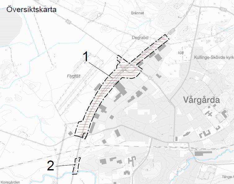 Områdesbeskrivning Planområdet är beläget utmed en sträcka av E2 som går väster om Vårgårda tätort. Planområdet är uppdelat i två delar.