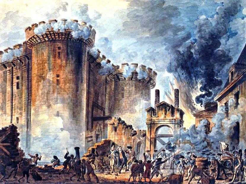 Där tog de så mycket vapen som de kunde bära. Alla fångar som var fängslade släppte man fria. Det var så här den franska revolutionen startade. Den 14 juli år 1789 stormades fängelset Bastiljen.
