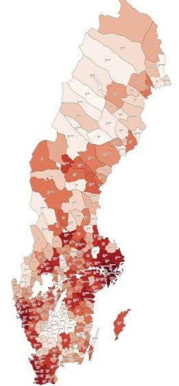 60,0 Digitala besök per 1000 invånare per kommun 2017 Stockholm 50,0 40,0 Skåne, Västra Götaland 30,0 20,0 Norrbotten, Västerbotten, Västernorrland 10,0 0,0 Tyresö Solna Danderyd Värmdö Upplands