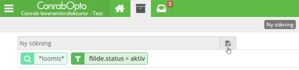 7 5. Spara en sökning När en sökning är gjord som du önskar spara klicka på spara ikonen till höger om fältet ny sökning.