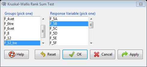 Kruskal Wallis test i RCommander Välj Nonparametric tests / Kruska Wallis test i Statistics menyn Vi kan testa frågan om att släcka lampor istället.