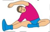 0 1. Sätt dig på golvet med det ena benet utsträckt och det andra in mot kroppen som bilden illustrerar. 2. OBSS: Vanligt el: Knän ska inte vara böjt. 3.