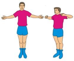 Stretcha nacke O ning 1. Håll ena handen på ryggen och andra handen på huvudet och stretcha ut nacken. 2. Alltid långsam. 3. När du är klar med det första skiftar du till det andra armen. 4.